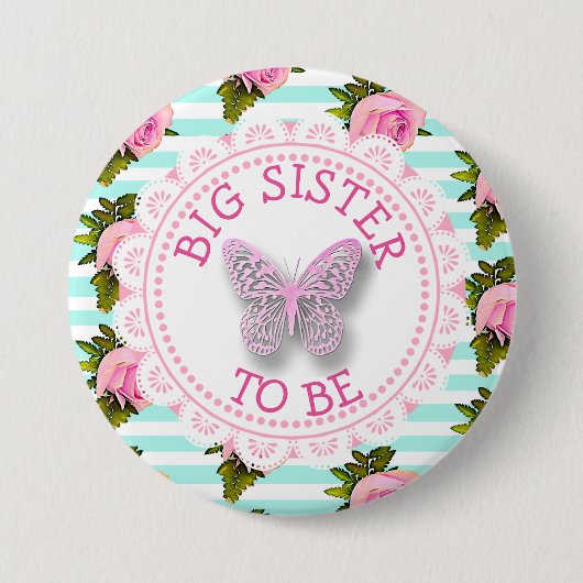 Big Sister wordt Baby shower Button (Voorkant)