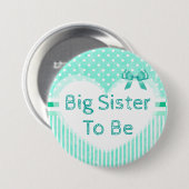 Big Sister wordt Baby shower Button Blue (Voorkant /achterkant)