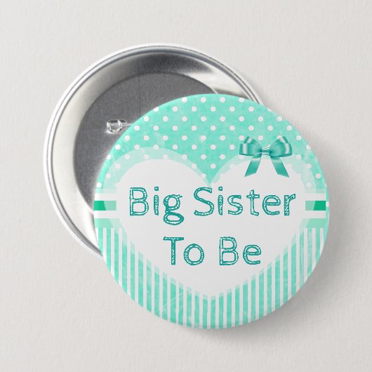 Big Sister wordt Baby shower Button Blue (Voorkant /achterkant)