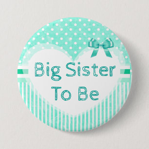 Big Sister wordt Baby shower Button Blue