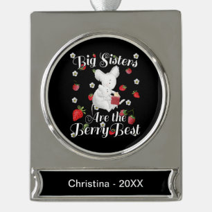 Big Sisters Berry Best - Muis aardbeienwoordspelin Verzilverd Banner Ornament