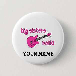 Big Sisters Rock! met roze gitaar Ronde Button 5,7 Cm
