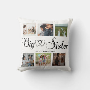 Big Sisters Script Gift for Sisters Photo Collage Kussen