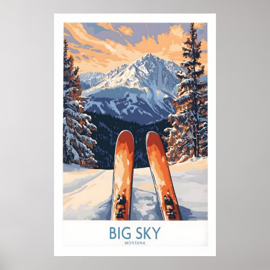 Big Sky Art Print - Skiing Poster 1 (Devant)