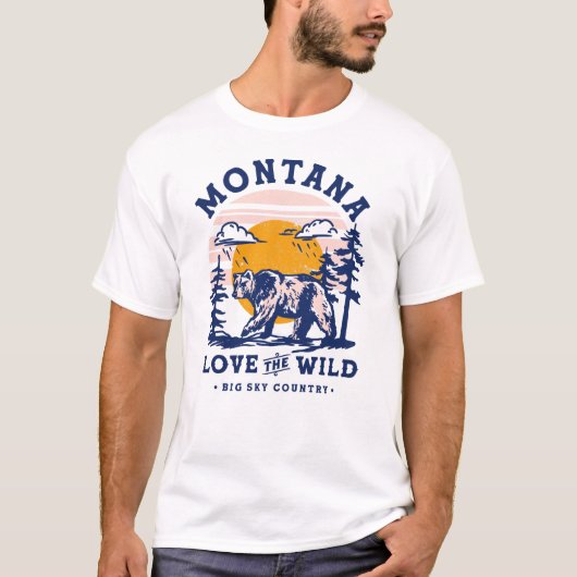 Big Sky Country Montana. Cool Retro Grizzly Beer T-shirt (Voorkant)