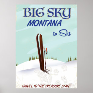 Big Sky, Montana affiche de voyage de ski