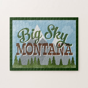 Big Sky Montana Fun Retro Snowy Mountains Legpuzzel