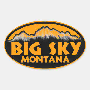 Big Sky Montana oranje ovale stickers
