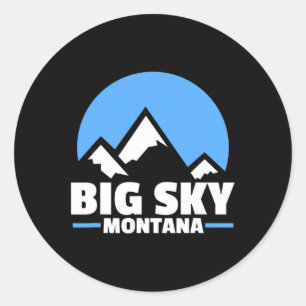 Big Sky Montana Snowboarding Mountain Ronde Sticker