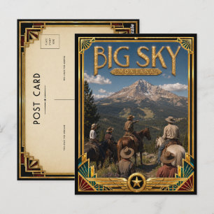 Big Sky Montana Vintage Art Deco Gouden Tijdperk Briefkaart