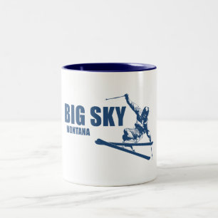 Big Sky Resort Montana Skier Tweekleurige Koffiemok