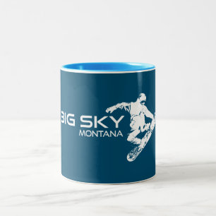 Big Sky Resort Montana Snowboarder Tweekleurige Koffiemok