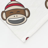 Big Smile Sock Monkey Emoji Fleece Deken (Hoek)