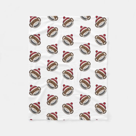 Big Smile Sock Monkey Emoji Fleece Deken (Voorkant)