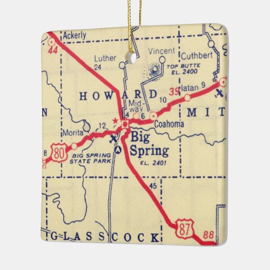 Big Spring TX  Map Keramisch Ornament (Links)