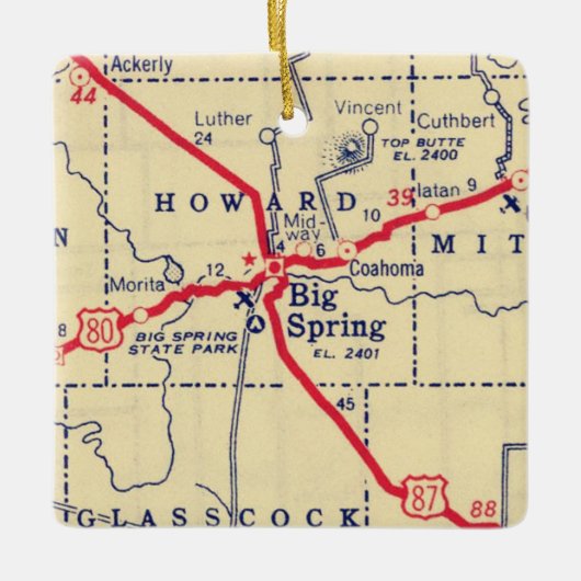 Big Spring TX  Map Keramisch Ornament (Voorkant)