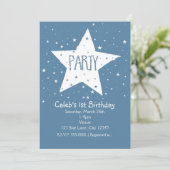 Big Star Anniversaire Fête Ciel Céleste Invitation (Debout devant)