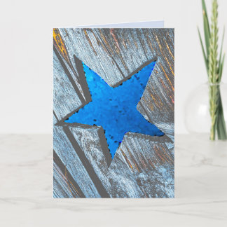 Big star birthday card with sparkle bright blue kaart