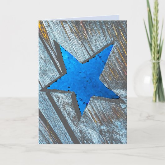 Big star birthday card with sparkle bright blue kaart (Voorkant)