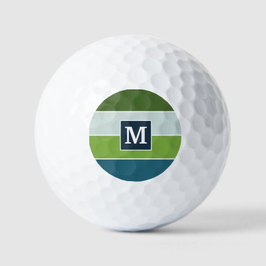 Big Stripes in blauw en groen met Monogram Golfballen (Voorkant)