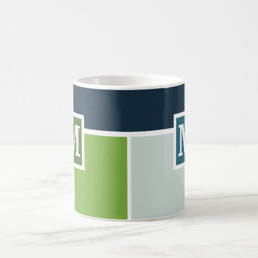 Big Stripes in blauw en groen met Monogram Koffiemok (Center)
