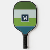 Big Stripes in blauw en groen met Monogram Pickleball Paddle (Voorkant)