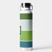 Big Stripes in blauw en groen met Monogram Waterfles (Achterkant)