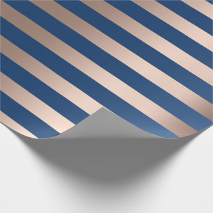 Big Stripes Lines Blauw Navy Beige Brons Cadeaupapier