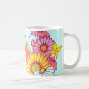 Big Sunflower Butterfly Daisy Coffee Mok