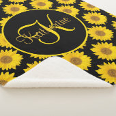 Big Sunflower Monogram Geel en Zwart Sherpa Deken (3/4)