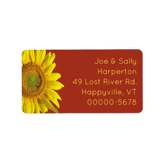 Big Sunflower Wide Return Address Labels (Voorkant)