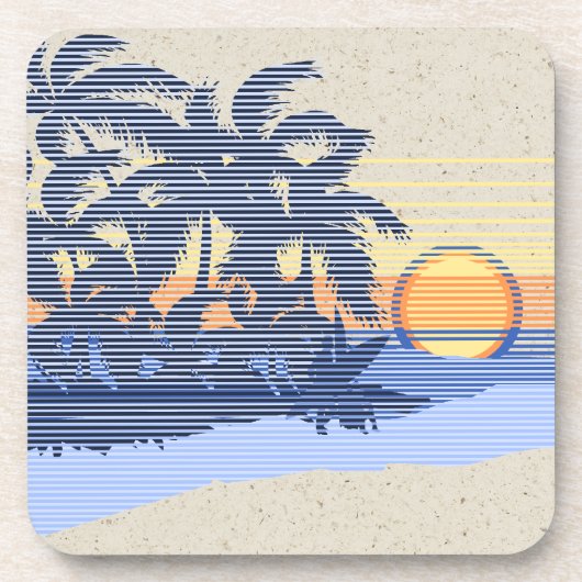 Big Sunset Hawaiian Tiki Bar Dessous de verre à do (Devant)