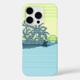 Big Sunset Stripe Hawaiian Blauwgroen iPhone 16 Pro Hoesje