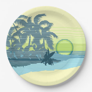 Big Sunset Stripe Hawaiian Surfer Papieren Bordje