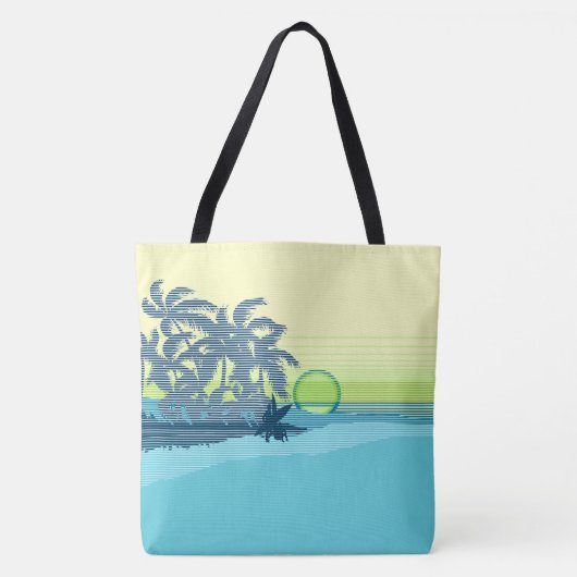 Big Sunset Stripe Hawaiian Surfers Beach Bag Draagtas (Voorkant)