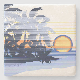 Big Sunset Stripe Hawaiian Tiki Bar Onderzetters