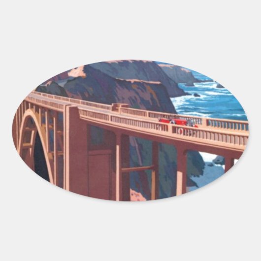 Big Sur Bixby Bridge VS-toerisme Ovale Sticker (Voorkant)