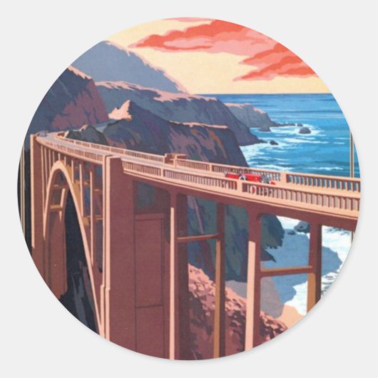  Big Sur Bixby Bridge VS-toerisme Ronde Sticker (Voorkant)