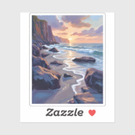 Big Sur, California Coastal Art Painting Sticker