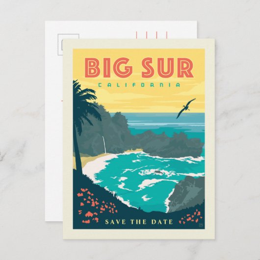 Big Sur California | Datum opslaan Uitnodiging Briefkaart (Voorkant / Achterkant)