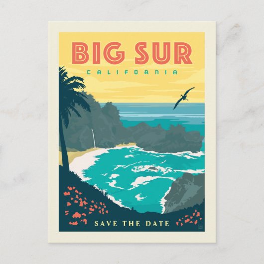 Big Sur California | Datum opslaan Uitnodiging Briefkaart (Voorkant)
