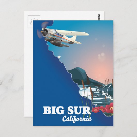Big Sur California-kaart Briefkaart (Voorkant / Achterkant)