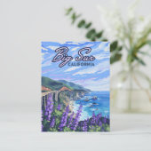 Big Sur California Kustlijn Retro Westkust Briefkaart (Staand voorkant)