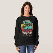 Big Sur California Retro Beach Palm Tree  S Trui (Voorkant volledig)