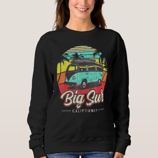Big Sur California Retro Beach Palm Tree  S Trui (Voorkant)