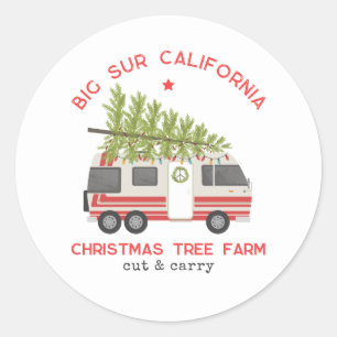 Big Sur Kerstboom Boerderij RV Camper Ronde Sticker