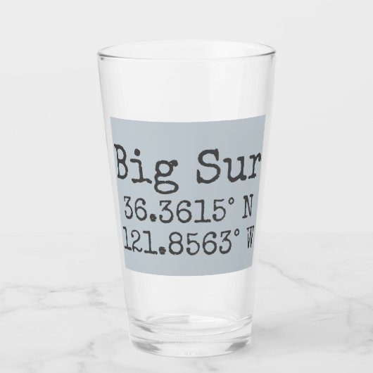 Big Sur Latitude en Lengtegraad Glas (Voorkant)