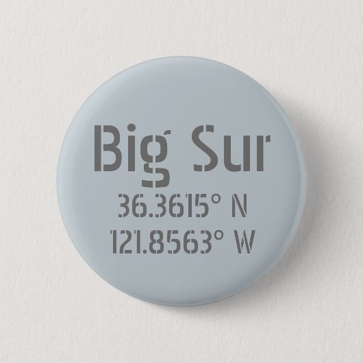 Big Sur Latitude-lengtegraad Ronde Button 5,7 Cm (Voorkant)