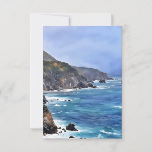 Big Sur Ocean Cliff Zee Art Flat Note Kaart (Voorkant)