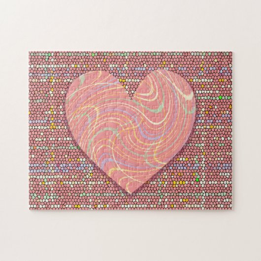 Big Swirls Heart op Confetti Style Background Legpuzzel (Horizontaal)